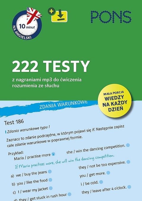 10 minut na angielski 222 testy z nagraniami mp3 do ćwiczenia rozumienia ze słuchu A1/A2 wyd.2 PONS