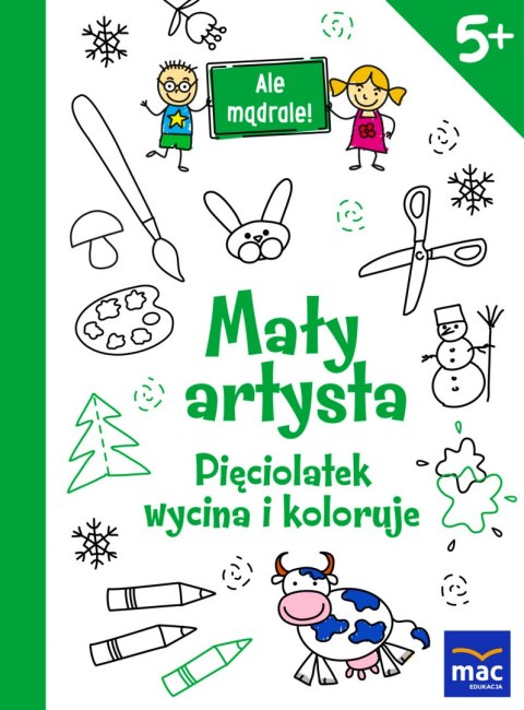 Mały artysta pięciolatek wycina i koloruje ale mądrale