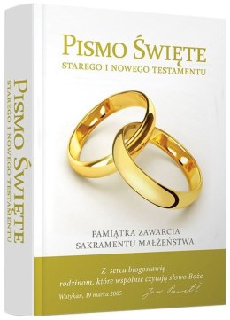 Pismo Święte Starego i Nowego Testamentu w obwolucie ślubnej