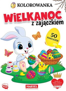 Wielkanoc z zajączkiem. Kolorowanka z naklejkami