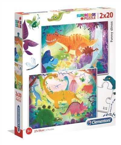 Puzzle 2w1 super kolor Śmieszne dinozaury 24755