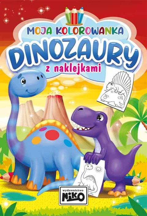 Dinozaury. Moja kolorowanka z naklejkami