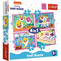 Puzzle 4w1 (12,15,20,24) Rodzina Rekinów Baby Shark 34378