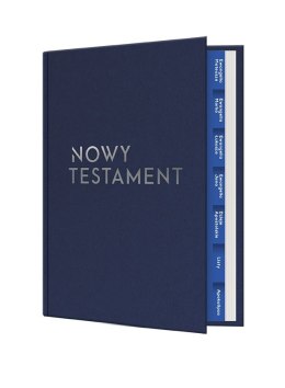 Nowy Testament z paginatorami. Srebrne tłoczenie