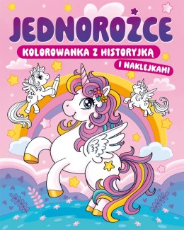 Jednorożce. Kolorowanka z historyjką i naklejkami