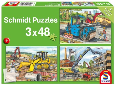 Puzzle 3 x 48 Pojazdy budowlane 112943