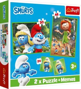 Puzzle 2w1 + memos Wesołe zabawy Smerfów 93656